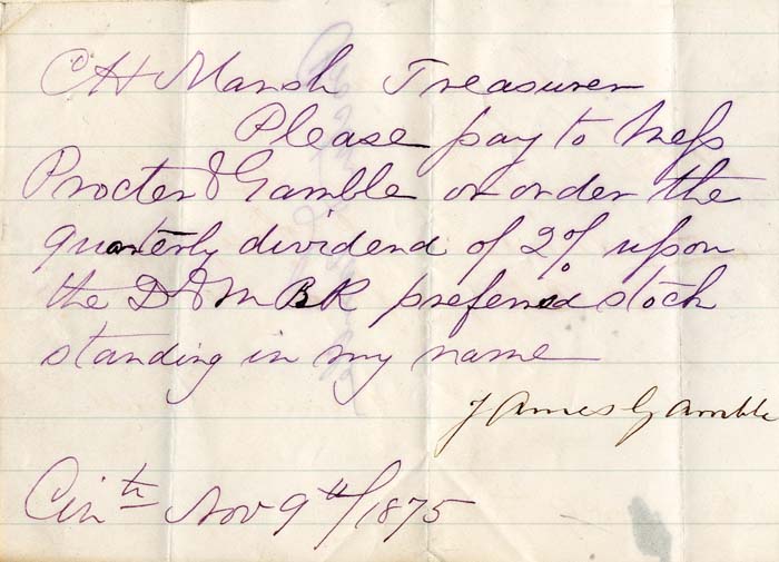 James Gamble signed note